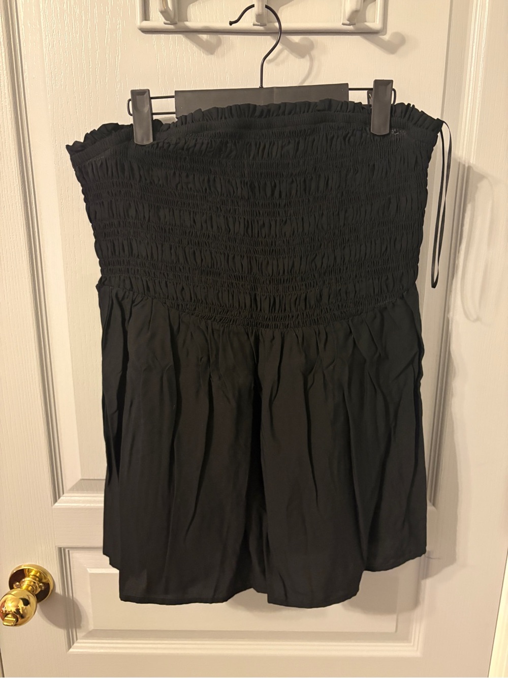 Black smocked tube top